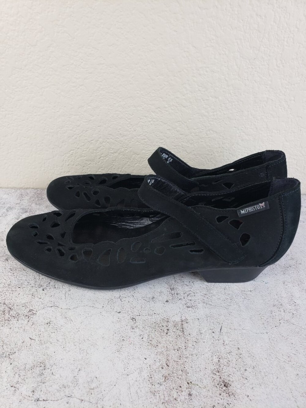 Mephisto Perforated Shoes Mary Janes Black Leather Nubuck Comfort Shoe size 9 - Picture 2 of 12